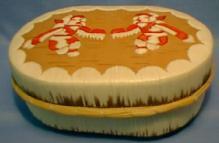 Ottawa Indian Birch Bark & Real Quill Box, DANCERS - Rare Vintage Ethnographic Collectible - Native American Indian
