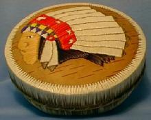 Rare Ottawa Indian Birch Bark & Quill Covered Box -