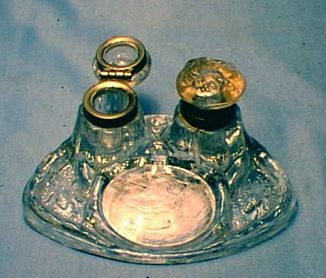 Bee Advertising Double Inkwell - Glass