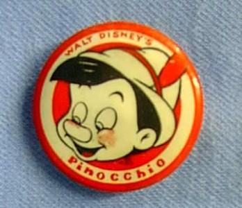 Pinocchio Pinback Button - Medals/Buttons & Badges