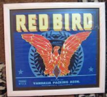 RED BIRD Antique Advertising Box Label California