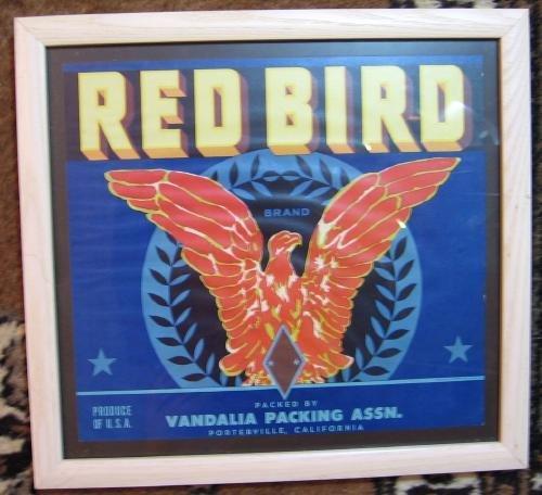 RED BIRD Antique Advertising Box Label California