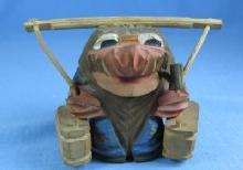 old wood Hand Carved Wooden Knome - Vintage Folk Art