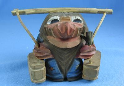 old wood Hand Carved Wooden Knome - Vintage Folk Art