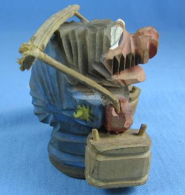 old wood Hand Carved Wooden Knome - Vintage Folk Art