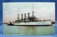 US Navy Battleship VIRGINIA Military Steamship - Nautical Boat Misc Postcard