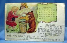 1909 Buster Brown and TIGE Postcard Scrap - Signed OUTCAULT - Advertising for Luttenbacher & Sons New Haven Michigan
