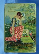Postcard Paper Victorian DECORATION Day Greetings Postcard - 4th of July Embossed Paper Postcard