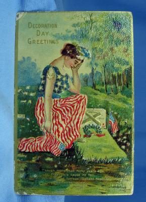 Postcard Paper Victorian DECORATION Day Greetings Postcard - 4th of July Embossed Paper Postcard