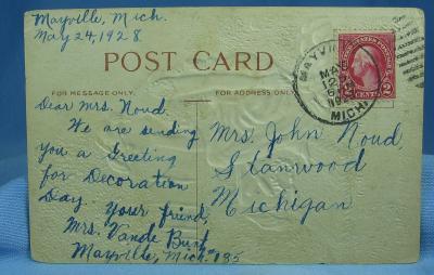 Postcard Paper Victorian DECORATION Day Greetings Postcard - 4th of July Embossed Paper Postcard