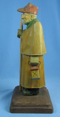 vintage old Hand Carved SHEPARD Night Watchman - Wooden Folk Art Figure