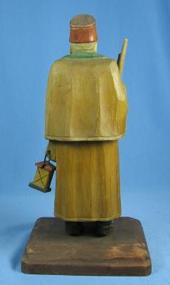 vintage old Hand Carved SHEPARD Night Watchman - Wooden Folk Art Figure