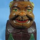 Hand Carved ANRI MONK Cigarette Lighter - Wooden Folk Art Figure ~ Tobacciana
