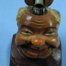 Hand Carved ANRI MONK Cigarette Lighter - Wooden Folk Art Figure ~ Tobacciana