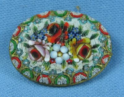 Jewelry Mosiac Brooch - Antique Vintage Italian Jewelry
