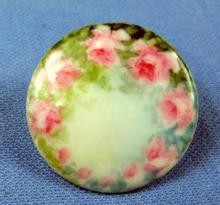 vintage Hand Painted Victorian Porcelain Button - Sewing Collectible