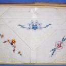 old Embroidered Handkerchief Group - NEW unused Vintage Lace in Original Gift Box - textile