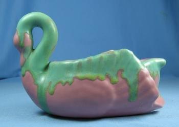 Art Pottery Drip Glaze SWAN Figural Bird Pottery