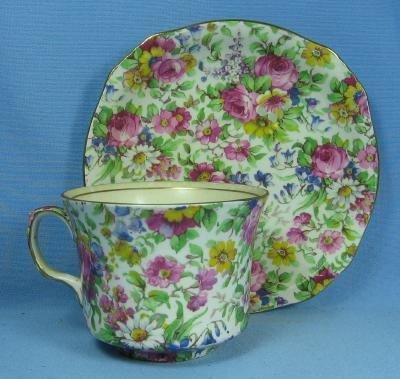 Royal Winton Pottery Porcelain CHINTZ Cup & Saucer - Vintage Grimwades SUMMERTIME Pattern