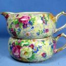 Pottery Nelson Ware CHINTZ Stacking Sugar Bowl and Creamer - Vintage Porcelain ROSE TIME Pattern