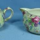 Pottery Nelson Ware CHINTZ Stacking Sugar Bowl and Creamer - Vintage Porcelain ROSE TIME Pattern