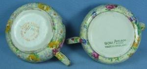 Pottery Nelson Ware CHINTZ Stacking Sugar Bowl and Creamer - Vintage Porcelain ROSE TIME Pattern