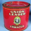 Tobacco Can UNION LEADER Smoking Tobacco Tin - Vintage Tobacciana Advertising Metalware
