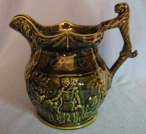 Brown Glaze Stoneware Pitcher - Arthur Wood LION Handle Pottery