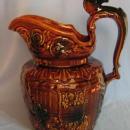 English HORSE Handle Stoneware Porcelain Pitcher - Vintage Pottery