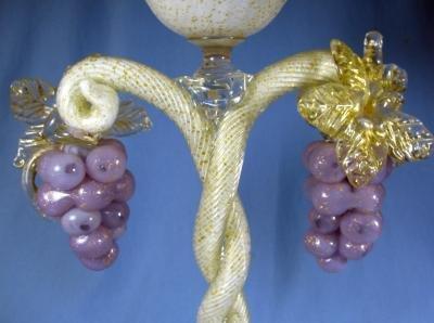 Salviati Lattimo Figural Grape Candleholder ~ Italian Art Glass