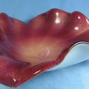 Barbini Cased Floriform Bowl Brides Basket - Vintage Cased Murano Venetian Art Glass