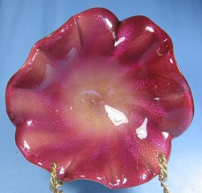 Barbini Cased Floriform Bowl Brides Basket - Vintage Cased Murano Venetian Art Glass