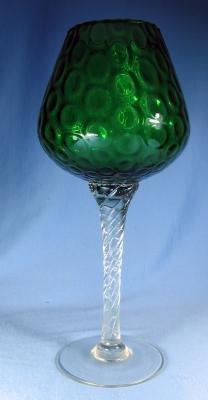 art glass Emerald Glass Oversize Goblet or Chalice with Twisted Stem Art Glass