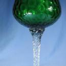 art glass Emerald Glass Oversize Goblet or Chalice with Twisted Stem Art Glass