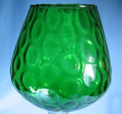 art glass Emerald Glass Oversize Goblet or Chalice with Twisted Stem Art Glass