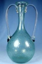 art glass Bullicante Bulbous Bottle or Handled Vase - Vintage Italian Murano Art Glass
