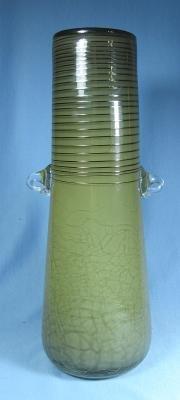 Italian Art Glass Vase - Crackle and Decorated Italian Glass Eames Era