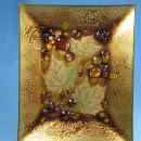 Artist Signed Enameled & Jeweled Copper Tray - Eames Era Metalware