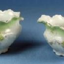 Pottery Porcelain Sugar Bowl & Creamer - Soft Lime Green Flowers