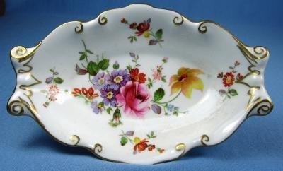 Royal Crown Derby Pottery FLORAL Floral Bon Bon Dish - Hand Painted Porcelain