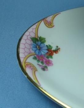Czechaslovakia EPIAG Pottery Porcelain GRAVY Boat with UNDERPLATE - Colorful Floral Pattern