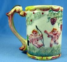 CUPID Angel Pottery Porcelain MUG - Heavy Embossed Mug or Lemonade Cup