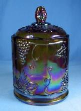 Indiana Carnival Glass HARVEST GRAPE Pattern Covered Jar or Humidor