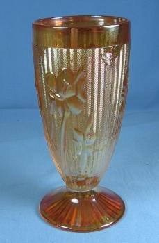 IRIS HERRINGBONE Carnvinival Glass Footed Tumbler
