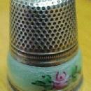 Enameled Guilloche Sterling Thimble - Silver