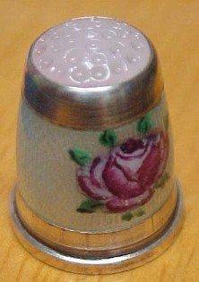 Enameled Guilloche Sterling Thimble - Silver