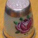 Enameled Guilloche Sterling Thimble - Silver