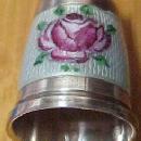 Enameled Guilloche Sterling Thimble - Silver