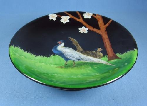RS Germany PHEASANT Game Plate Pedestal Compote - Antique Porcelain