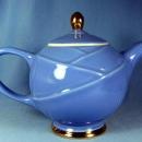 Hall MODERNE Marine Blue Teapot with Gold Accents - Vintage Pottery Tea Pot